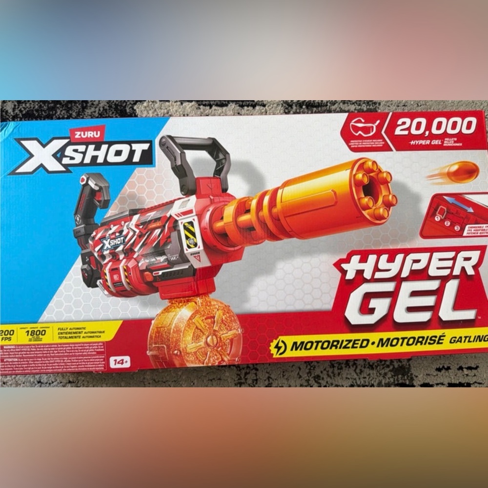 ZURU X-Shot Hyper Gel Motorized Gatling Blaster - Red & Orange